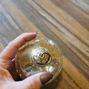 Vtg Kugel Gold Crackle Glass Tear Drop Christmas Tree Ornament Heavy 3”